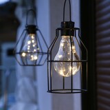 thumbnail of LED Solar Hängeleuchte eckig Industrial Look schwarz Gitter H: 14,5cm