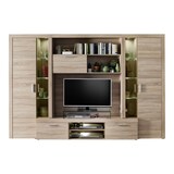 thumbnail of Molar Regal Aufstellung 4 Türen, 5 Ablagen und 3 Klapptüren, inkl. Licht, Eiche Dekor.