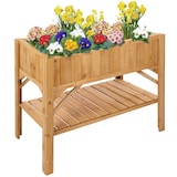 thumbnail of tectake potager sur pied avec étagère et rangement bois pin imprégné marron 119x57x90 cm jardin élevé