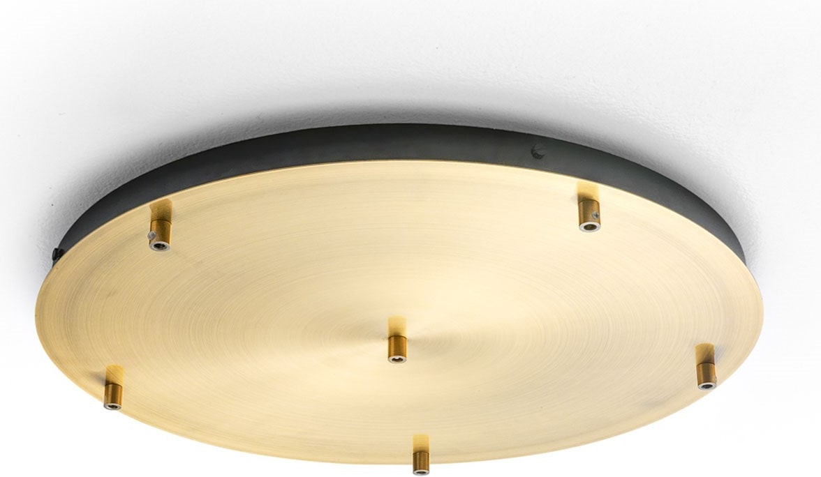 Alice B T/6 runde Deckenrosette für 6 Lichtpunkte aus messingfarbenem Metall mit Klemmenblock und Kabelverschraubungen - Gea Luce Componenti