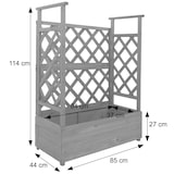 thumbnail of Canteiro elevado HWC-P67, plantador/caixa de flores plantador treliça treliça treliça madeira FSC® 114x85x44cm ~ castanho