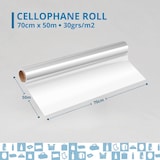 thumbnail of Rolo de Papel Celofane Transparente (70cm x 50m) – Embalagem para Presentes, Flores, Cestas, Garrafas e DIY