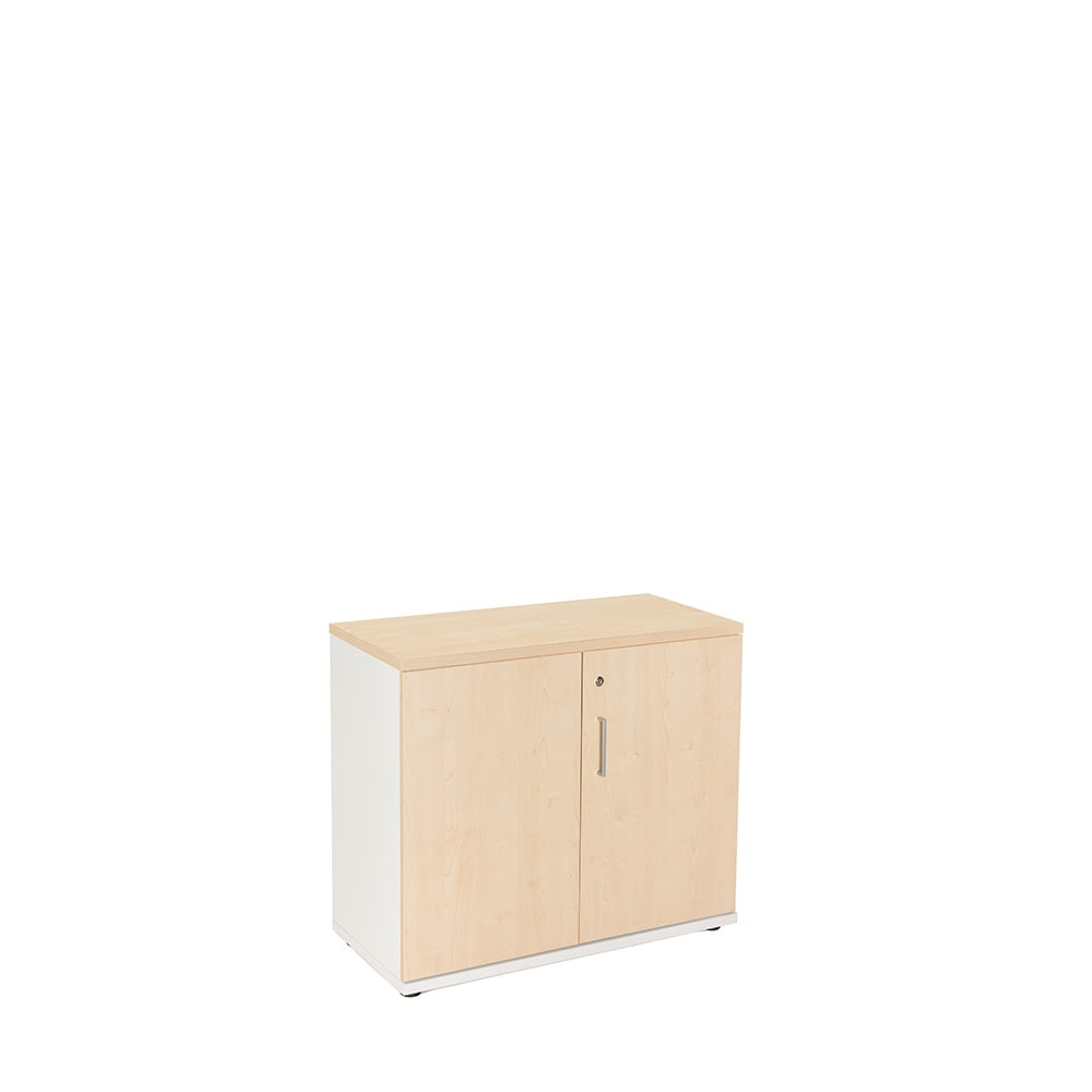 Armário com portas 78x90x45cm estrutura lateral + prateleiras cor branco / tampa + frente cor faia