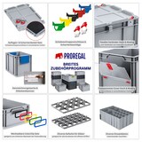 thumbnail of PROREGAL SuperSparSet 8x Eurobox NextGen Color mit Scharnierdeckel & Verschlüssen, HxBxT 12x40x60cm, 23L, Schwarz, Griffe schwarz zu, Eurobehälter