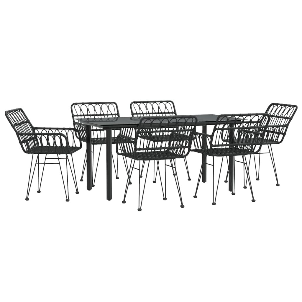 Helloshop26 - 7-teiliges Essset für den Außenbereich schwarzes Rattan-Kunstharz 02_0014377