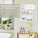 thumbnail of Apothekerschrank Hängeschrank abschließbar Weiß 40x15x54 cm aus Stahl mit 3 Fächern, Türablagen für Bad und Küche, ohne Montage