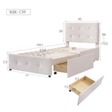 thumbnail of Polsterbett 90x200 mit Stauraum und Lattenrost–klassisches Design aus hautfreundlichem Samt in Beige für komfortable Schlaf- und Aufbewahrungslösungen