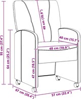 thumbnail of vidaXL Esszimmerstühle mit Rollen 2 pcs Hellgrau 57 x 67 x 95 cm Stoff