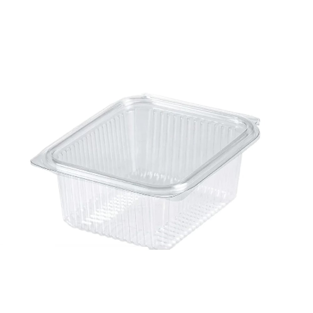 Barquette fraîcheur 500 cc en plastique PET avec couvercle à charnière par 600