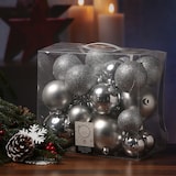 thumbnail of Christbaumkugel Weihnachtskugel bruchfest glänzend matt glitzernd silber 26St.