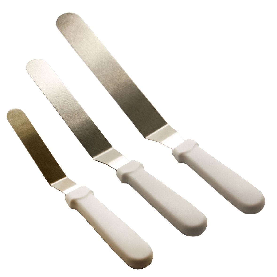 3er Set Winkelpalette Spatel 15cm 20,5cm 25,5cm weiß Kuchenmesser Tortenmesser Torten Tortenheber