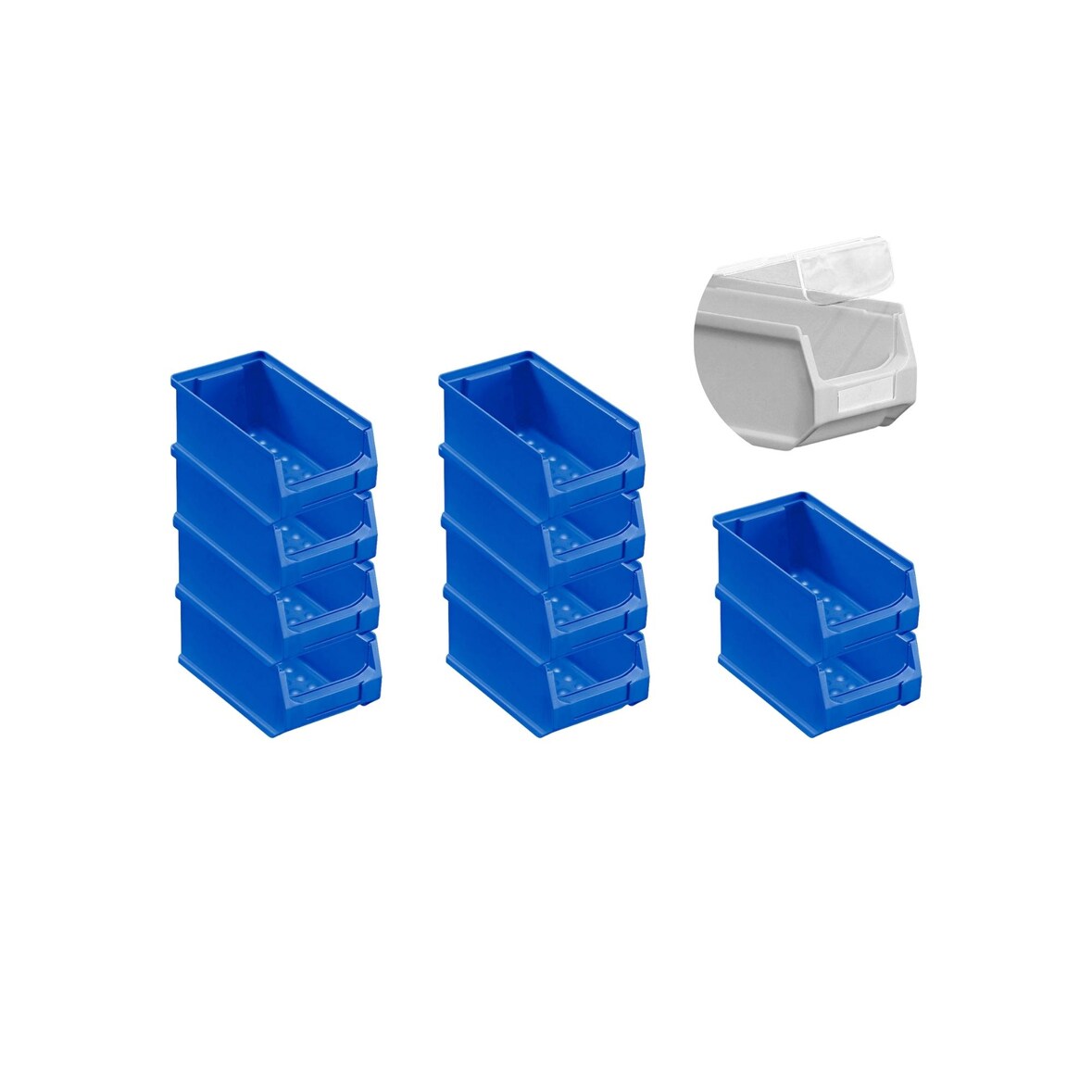 PROREGAL 10x Blaue Sichtlagerbox 2.0 mit Abdeckung | HxBxT 7,5x10x17,5cm | 0,8 Liter | Sichtlagerbehälter, Sichtlagerkasten