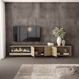 thumbnail of Mueble TV, Televisión, 315x50x35 cm, Para TV hasta 80", Chimenea eléctrica XXL, Colgado, Suspendido, Roble y negro