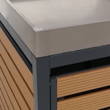 thumbnail of Décoshop26 - Doppelter Abfallbehälter mit integriertem Pflanzgefäß 124 x 134 x 84 cm WPC und Edelstahl mit Teak-Finish 04_0008998