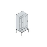 thumbnail of C+P Spind Classic PLUS, Buche untergebaute Sitzbank 3 Abteile, HxBxT 212x90x82cm, Zylinderschloss, Hellgrau/Enzianblau von PROREGAL