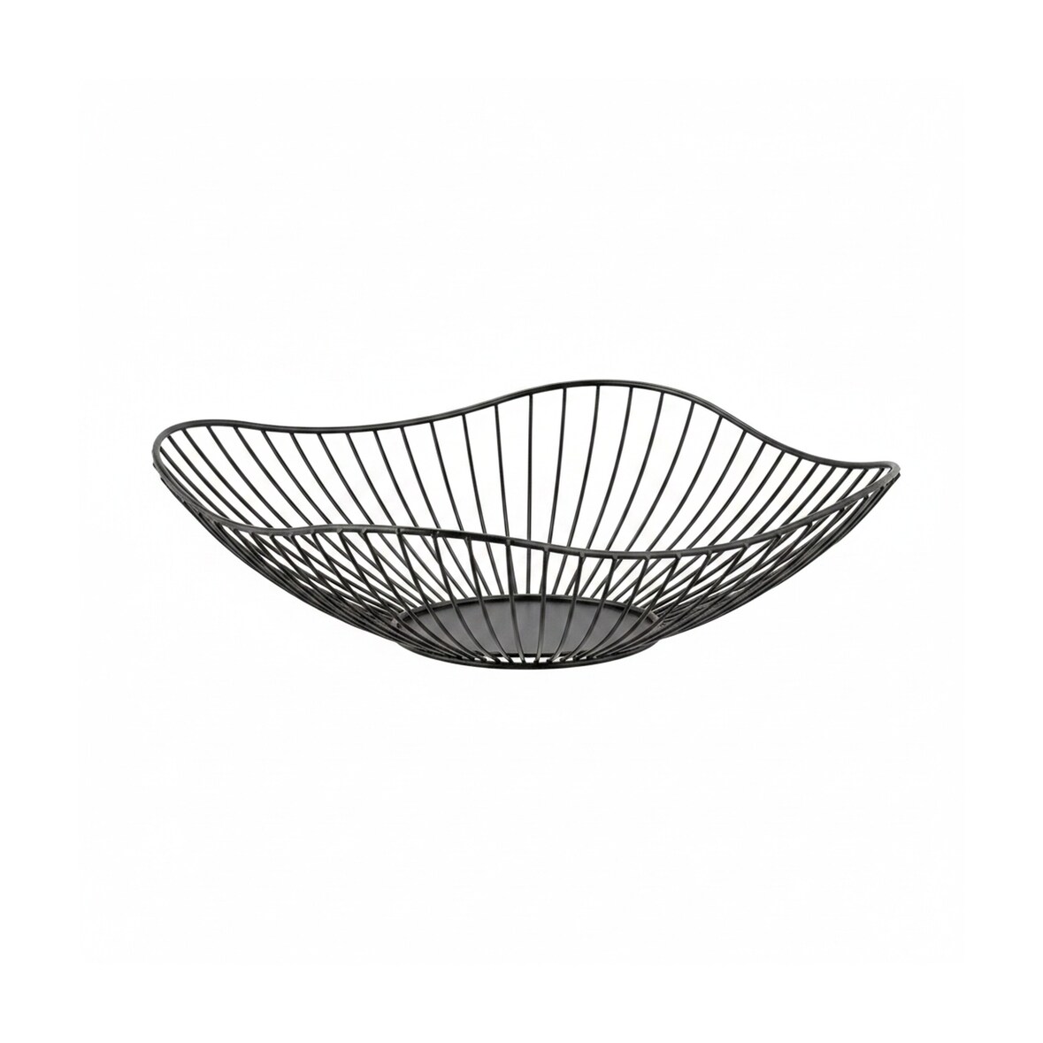 Relaxdays Obstschale Metall, flacher Obstkorb, H x D: 7,5 x 27 cm, Drahtkorb für Früchte, Gemüse & Brot, modern, schwarz