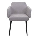 thumbnail of Sedia da pranzo HWC-L13, sedia imbottita sedia da cucina sedia con braccioli, tessuto/metallo tessile ~ grigio