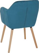 thumbnail of Esszimmerstuhl Malmö T381, Stuhl Küchenstuhl, Retro 50er Jahre Design ~ Samt, petrol-blau, helle Beine