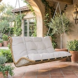 thumbnail of Merax Schaukelbank 2-Sitzer PE-Rattan, Hängeschaukel Garten, mit Kissen & 2 Ketten, abnehmbar waschbar, Beige