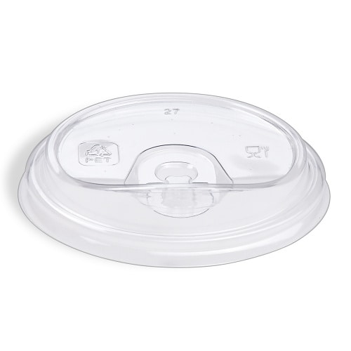 1000 Deckel für Becher rPet Ø 90x22 mm transparent mit Trinköffnung