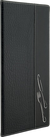 thumbnail of Securit® Speisekartenhülle A45 "Design" - Schwarz - Kunstleder mit Krokodilleffekt - 4 Sichtseiten