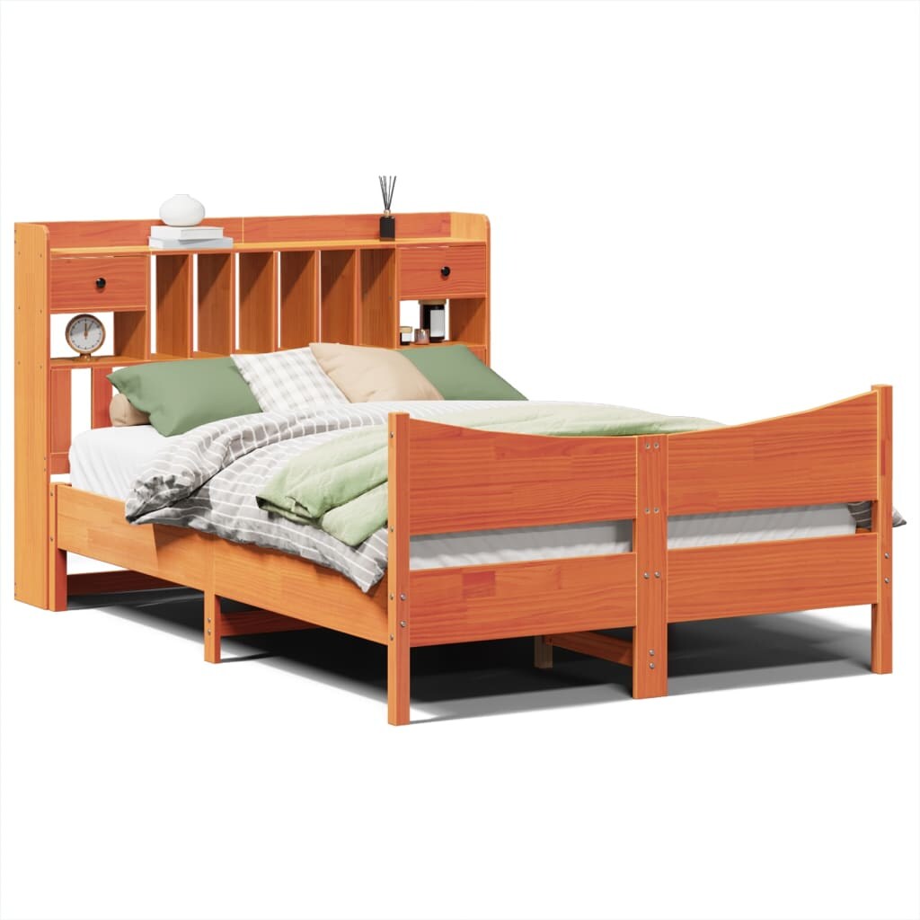 vidaXL Massivholzbett ohne Matratze Wachsbraun 150x200 cm Kiefernholz