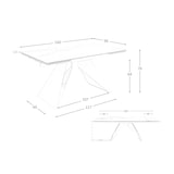 thumbnail of Angel Cerdá Table à manger à rallonge rectangulaire marbre porcelaine et acier chromé 1116C 160 x 90 x 76