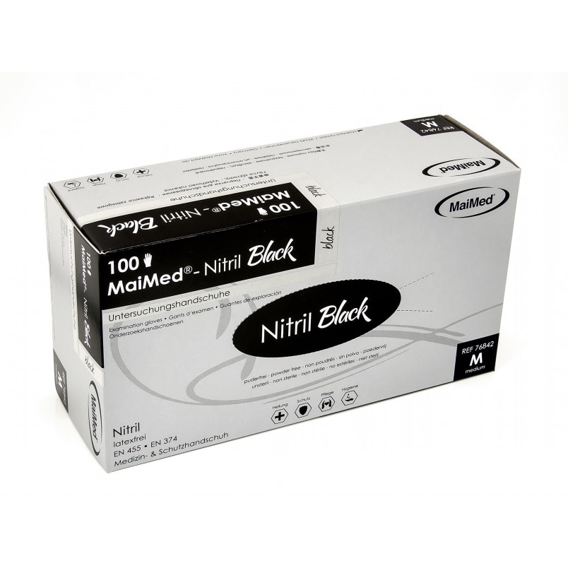 1000 Einmal U-Handschuhe, MaiMed BLACK Nitril puderfrei Gr. M