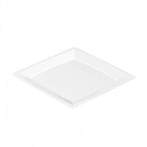 Sovie Tableware Teller MILAN in L aus Plastik, 21 x 21cm, Weiss, 12 Stück - Einweg