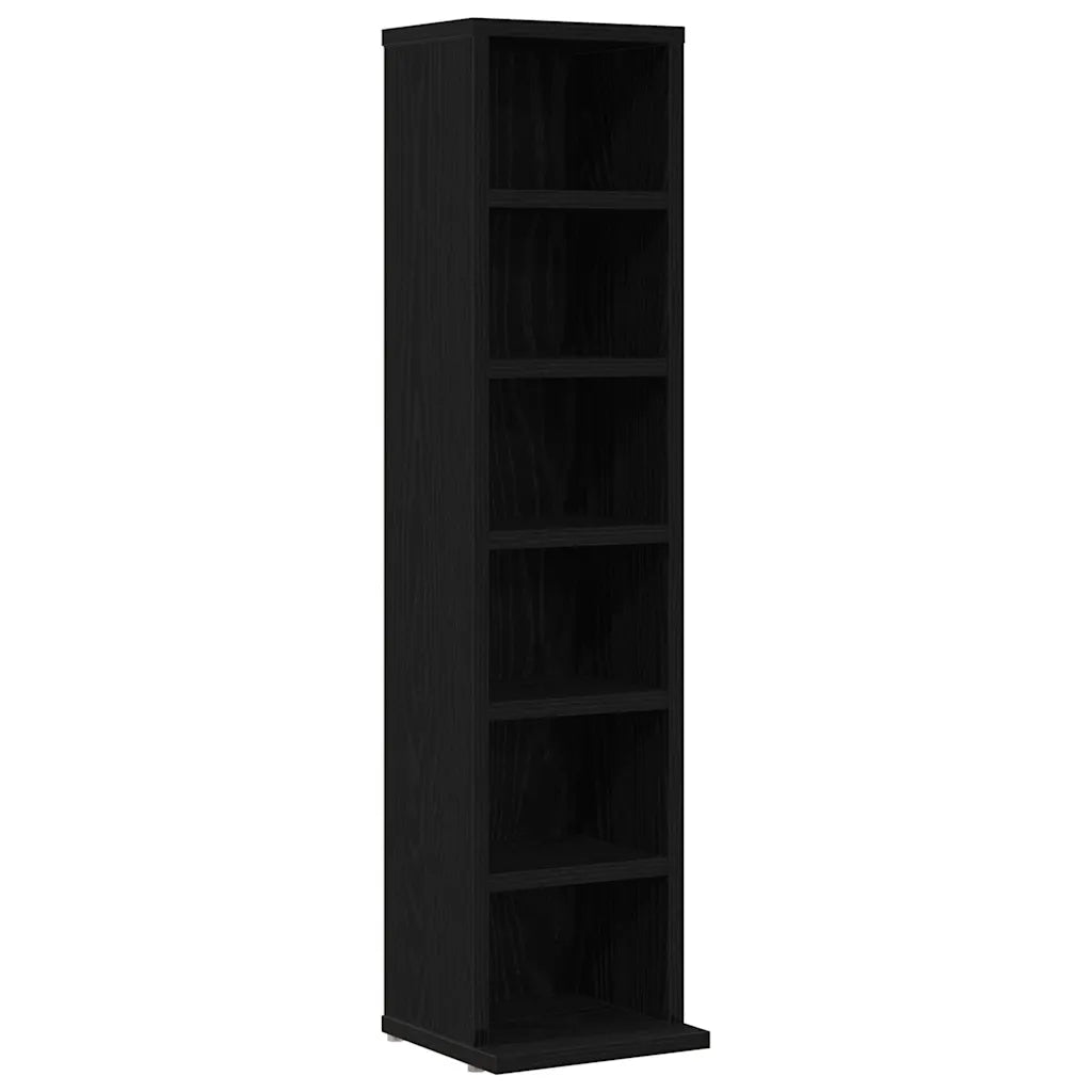 Helloshop26 - CD-Schrank Aufbewahrungsmöbel 21 x 20 x 88 cm großes Fassungsvermögen modern schwarzes Holzwerkstoff