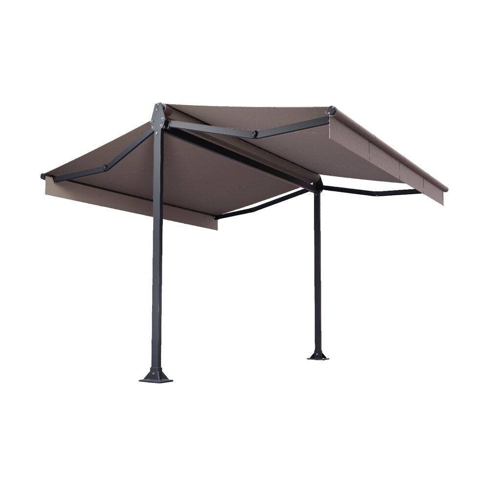 Store double pente Mabay 2,96x2x1,50 M Intersun Motorisé à télécommande (Gris anthracite structuré RAL7016ST - Taupe 300g/m²)