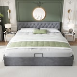 thumbnail of Merax Hydraulisches Polsterbett 180x200 Stauraumbett Doppelbett aus Samt mit Lattenrost Grau