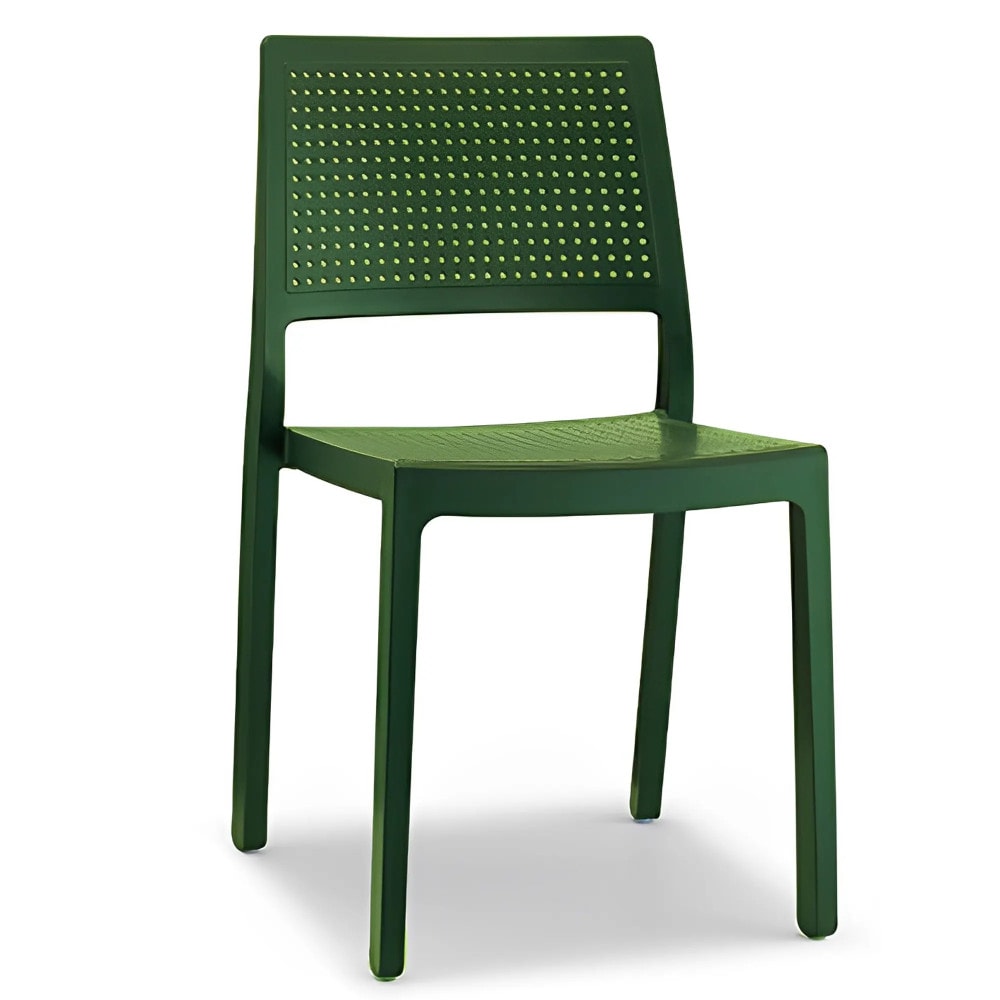 Sillas color verde oliva para hostelería "Emi". Mobiliario apilables para terraza, interior y exterior de bar, restaurante y cafetería.
