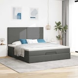 thumbnail of vidaXL Ottoman-Bett mit Matratze & LEDs Dunkelgrau 160x200 cm Stoff