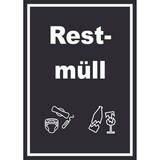 thumbnail of Restmüll Mülltrennung Schild Text Symbol Haushalt hochkant A4 Rückseite selbstklebend