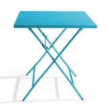 thumbnail of Table de terrasse pliante carrée en acier bleu - Oviala