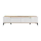 thumbnail of Dmora Fernsehschrank Raffaele, Niedriges Sideboard für Wohnzimmer mit 2 Türen, Sockel für TV-Möbel, cm 200x40h47, Weiß glänzend und Ahorn