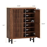 thumbnail of Tribesigns Sapateira de madeira com 6 níveis, portas venezianas e prateleiras ajustáveis, Nogueira escura