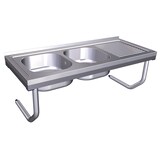 thumbnail of Fregadero colgante con palomillas, 2 cubetas a la izquierda y escurridor 