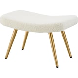 thumbnail of tectake Fauteuil Hygge rembourré, ergonomique, charge maximale 150 kg - Avec tabouret, Bouclé crème/or - 405597