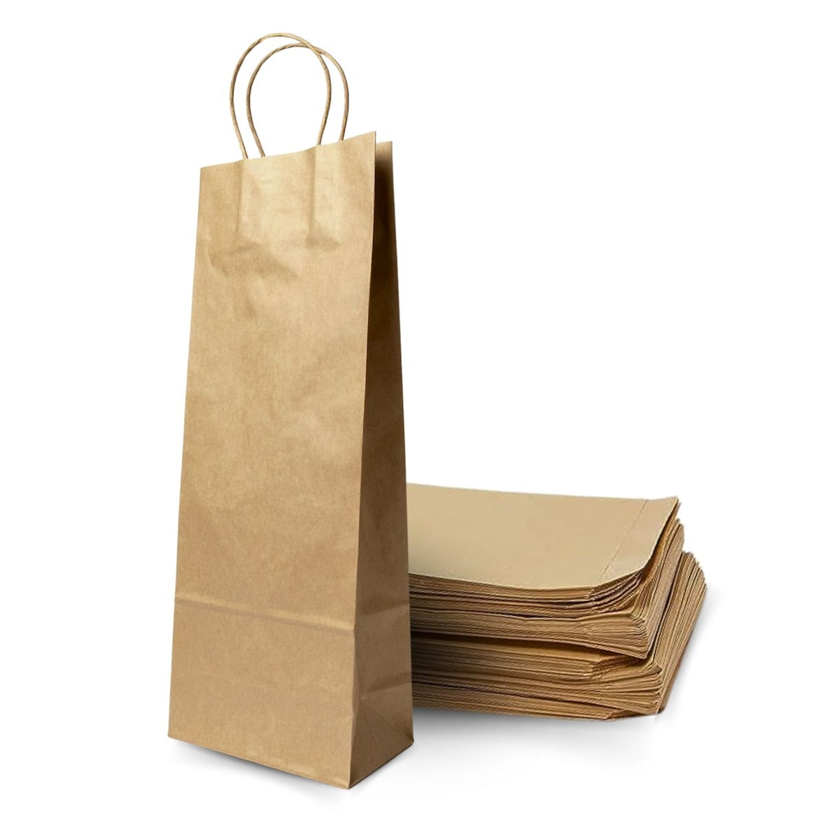 50 Sacchetti per Bottiglia Vino Kraft con Manico – Sacchetto Regalo 75cl – Natale, Matrimoni, Negozi
