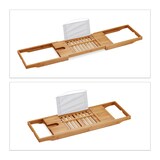 thumbnail of Relaxdays XL Badewannenablage, mit Buchstütze & für Tablet, Luxus Badewannenbrett, Bambus, ausziehbar 70-105 cm, natur
