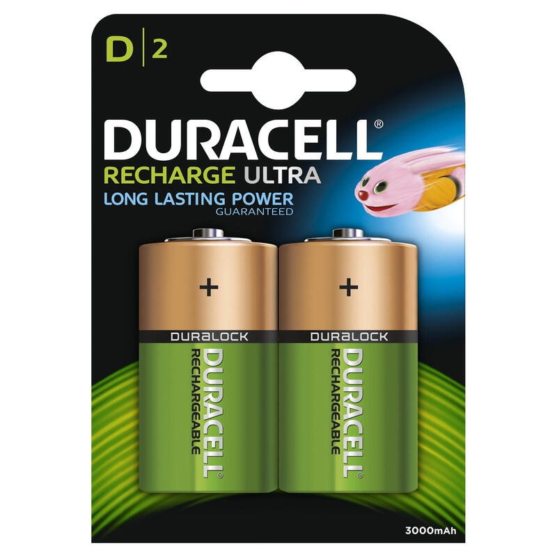 Pack 2 Pilas Tipo D Recargables Duracell Hr20 Nimh 1.2V 3000Mah Admiten Hasta 1000 Recargas