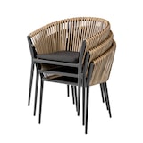 thumbnail of METRO PROFESSIONAL  Fauteuil de terrasse TRIBU, empilable, aluminium / rotin PE, 63 x 63 x 76 cm, coussin inclus, gris foncé