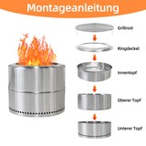 thumbnail of Feuerschale Outdoor Edelstahl 40x50x50 cm Silber tragbar mit Ascheauffangbehälter für Terrasse Camping, effiziente Verbrennung, schnell aufgebaut