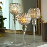 thumbnail of Kerzenhalter Kelch CORDOBA Glas Windlicht H: 30,5cm 34,5cm 40cm gold 3er Set
