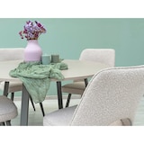 thumbnail of Essgruppe Ø110 cm mit 4 Bouclé-Stühlen, modernes Design mit Kreuzbeinen, ideal für Küche oder Esszimmer – Damiano+Ketty