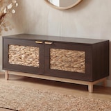 thumbnail of Sitzbank HWC-P54, Garderoben-Bank Schuhregal Schuhablage, MDF Melamin Wasserhyazinthefront 45x100x42cm ~ Walnuss-Optik