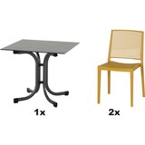 thumbnail of SIENA GARDEN Urban Lights Set 5teilig Square Stuhl gastrotauglich mustard mit Tisch Sola 80x80