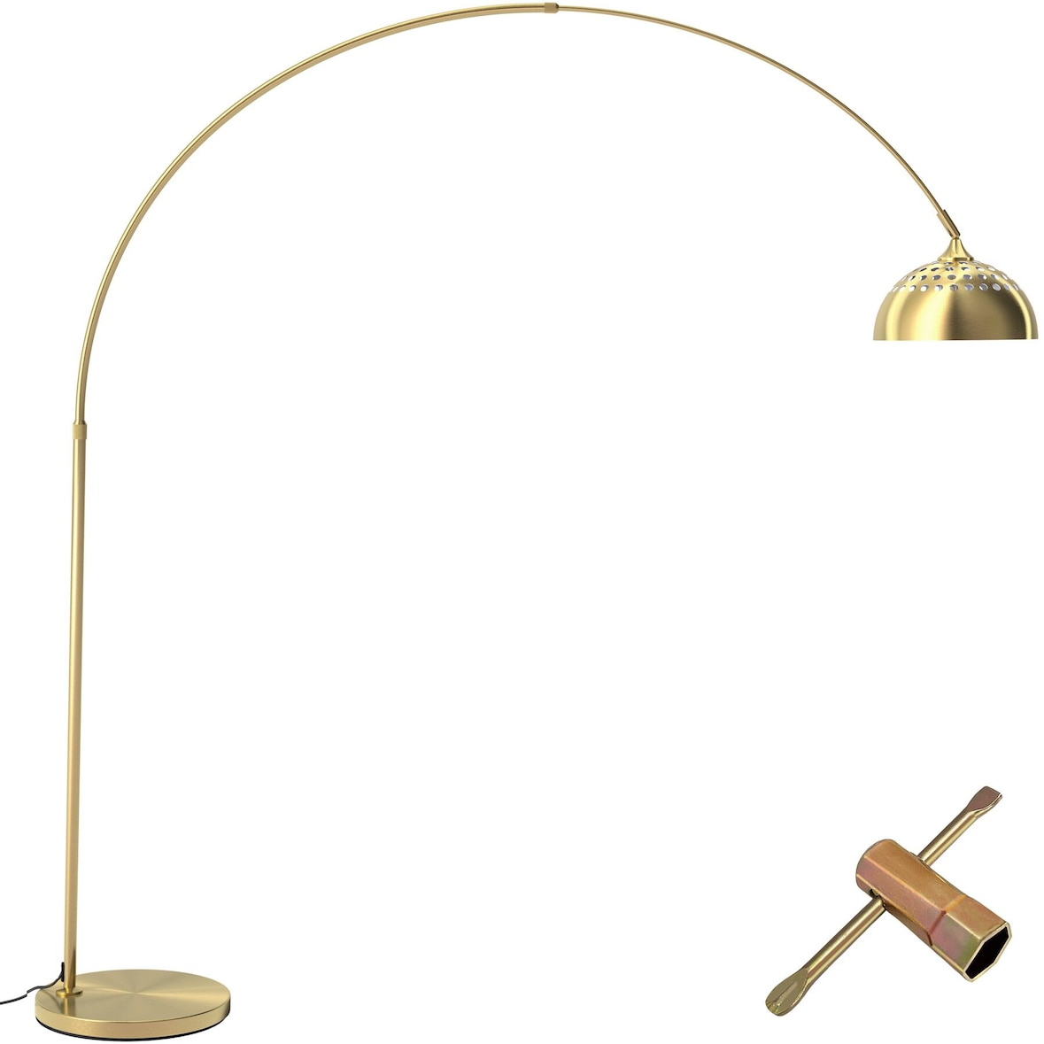 tectake Booglamp Arcus, staal, retro-stijl, 60W - goud - 405201